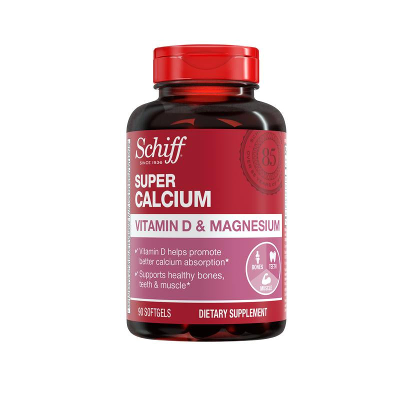 Schiff Super Calcium 800Mg plus Magnesium with Vitamin D3, 90 Softgels - Calcium Supplement Healthcare Dietary Fitness Edible