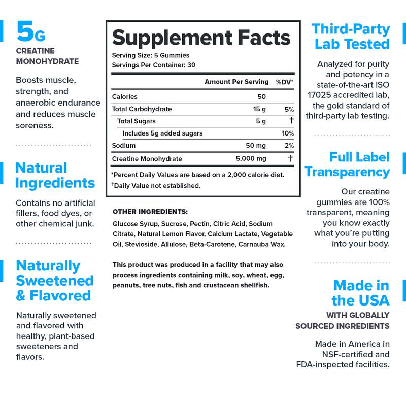 Legion Creatine Gummies Creatine Monohydrate Supplement - 30 Servings