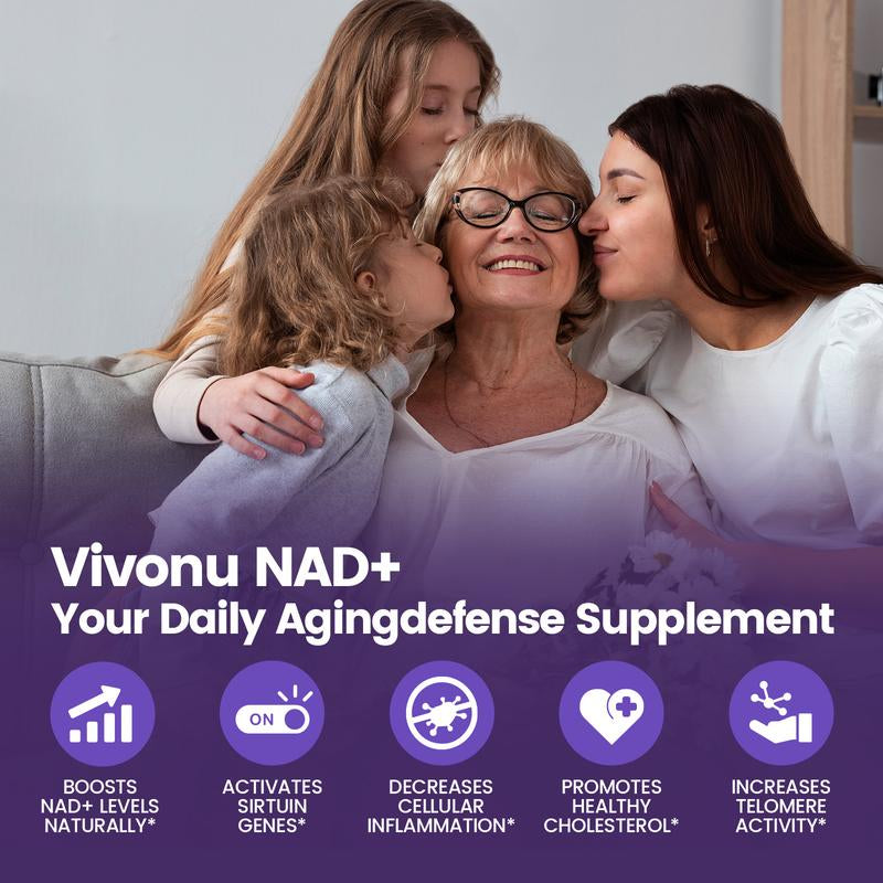Vivonu NAD+ Supplement – 60 Capsules, Supports Cell Repair, Boosts Energy and Vitality, Promotes Healthy Glucose Metabolism, Supports Healthy