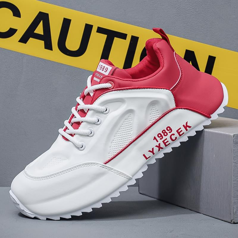 [Breathable Comfort] Men'S Retro Style Sneakers - All-Match Black Casual Sports Shoes with Beige Accents, Durable Rubber Sole, Breathable PU Upper, Lace-Up Design for Everyday & Training Running Closed